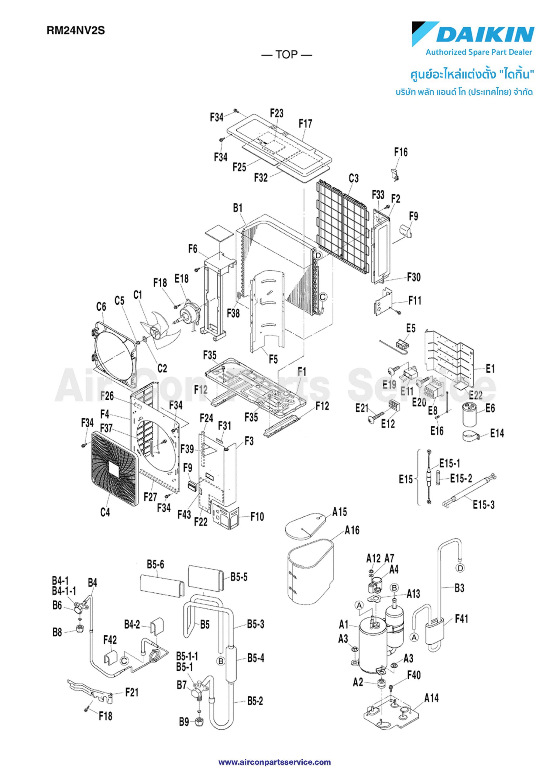 อะไหล่แอร์ DAIKIN คอยล์ร้อน Model RM24NV2S Air Con Parts Service